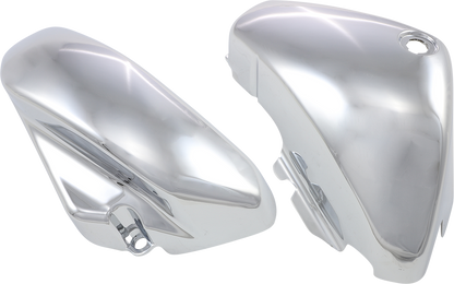 Chrome engine side cover for BMW 82-203, designed by Bill's Exhausts, featuring a sleek chrome finish and detailed engine protection.