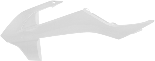 Acerbis OEM white radiator shroud for motorcycle, body part with vent openings, designed by Bill's Exhausts.