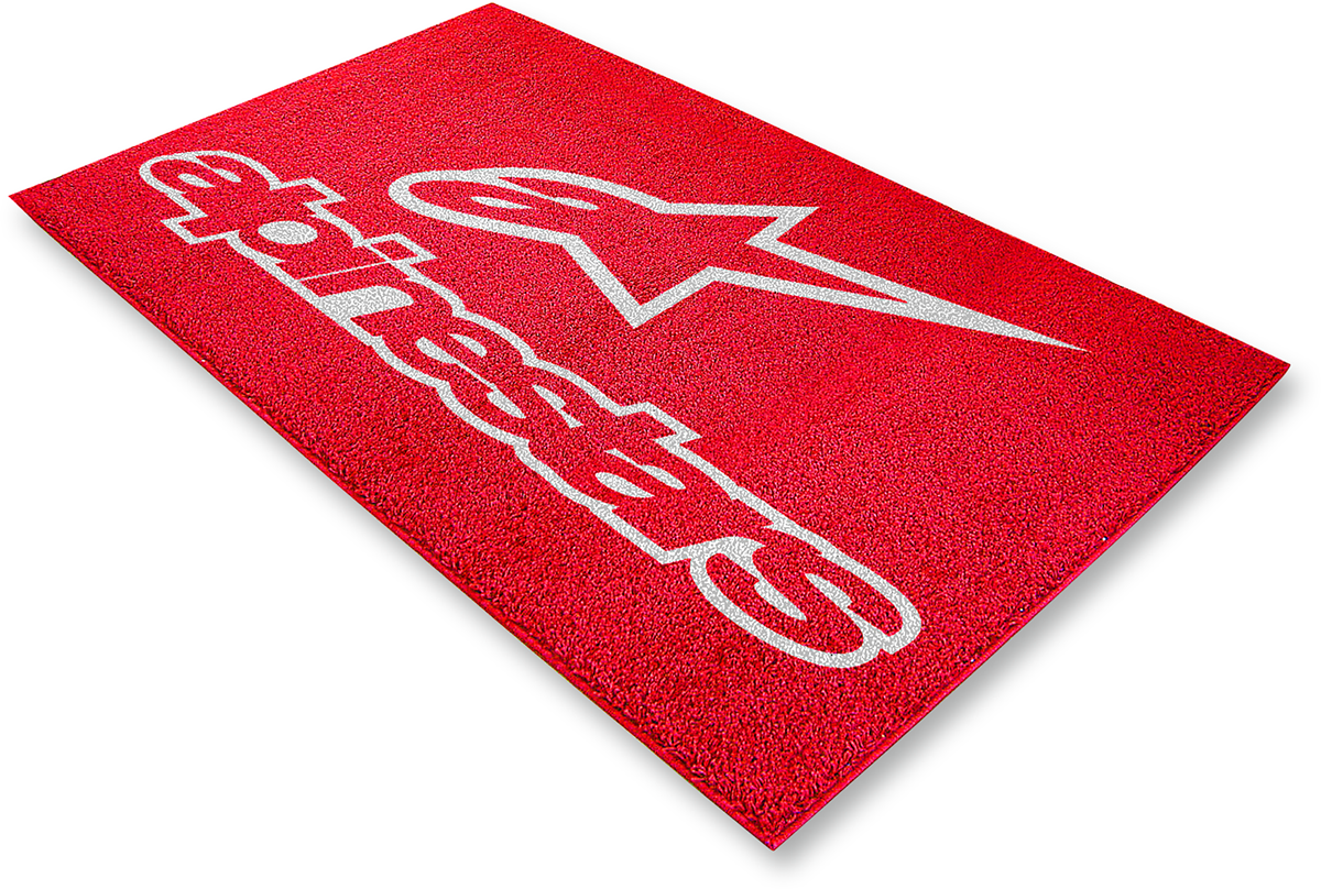 Large AlpinesStars protective gear floor rug featuring the brand logo and durable material, designed for motorcycle or vehicle use.