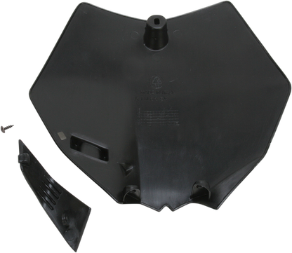 Black Acerbis front number plate mounted on a vehicle, showcasing a sleek body design with visible mounting points.