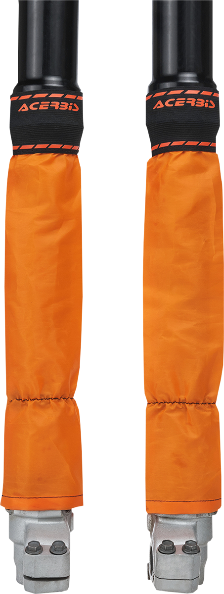 Orange Acerbis Z-Mud fork guard from Bill's Exhausts, designed to protect motorcycle forks with a durable body.