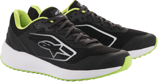 Alpinestars Meta shoes in black, white, and green with US 8.5 size, featuring sporty design and breathable material.