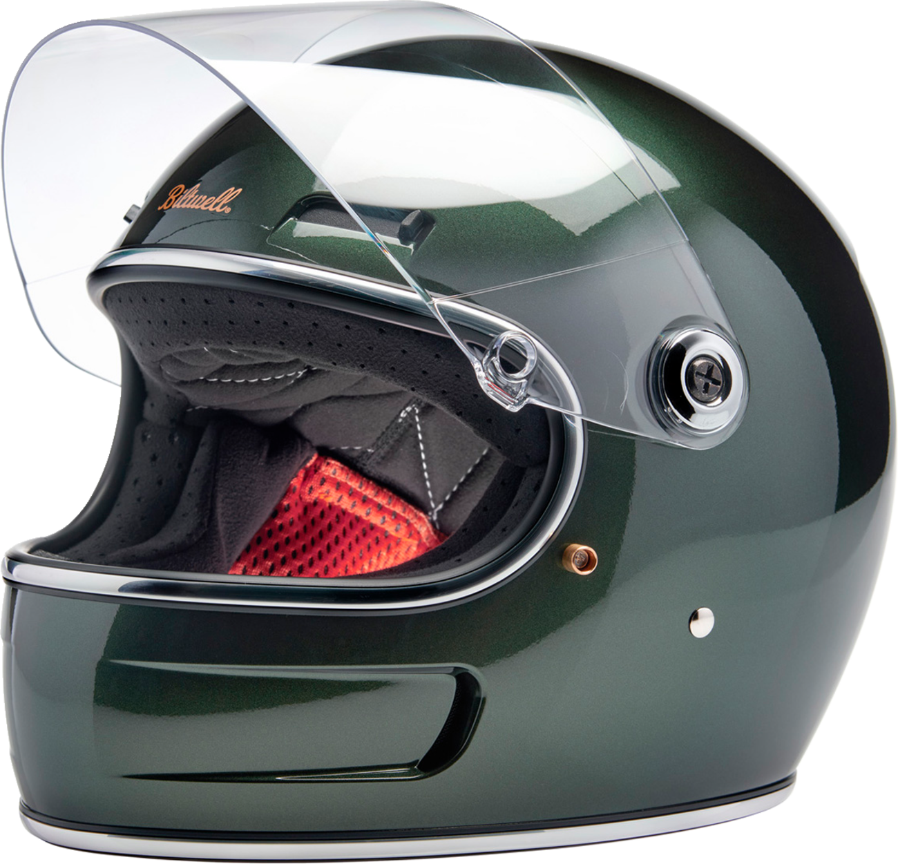 BILTWELL Gringo SV helmet in metallic Sierra green, medium size, with sleek design and matte finish for motorcycle riding.