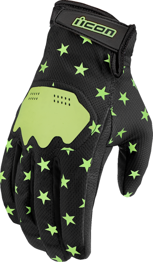 ICON Hooligan™ Old Glory glow gloves in large size, featuring bold red, white, and blue design with protective knuckles and logo details.