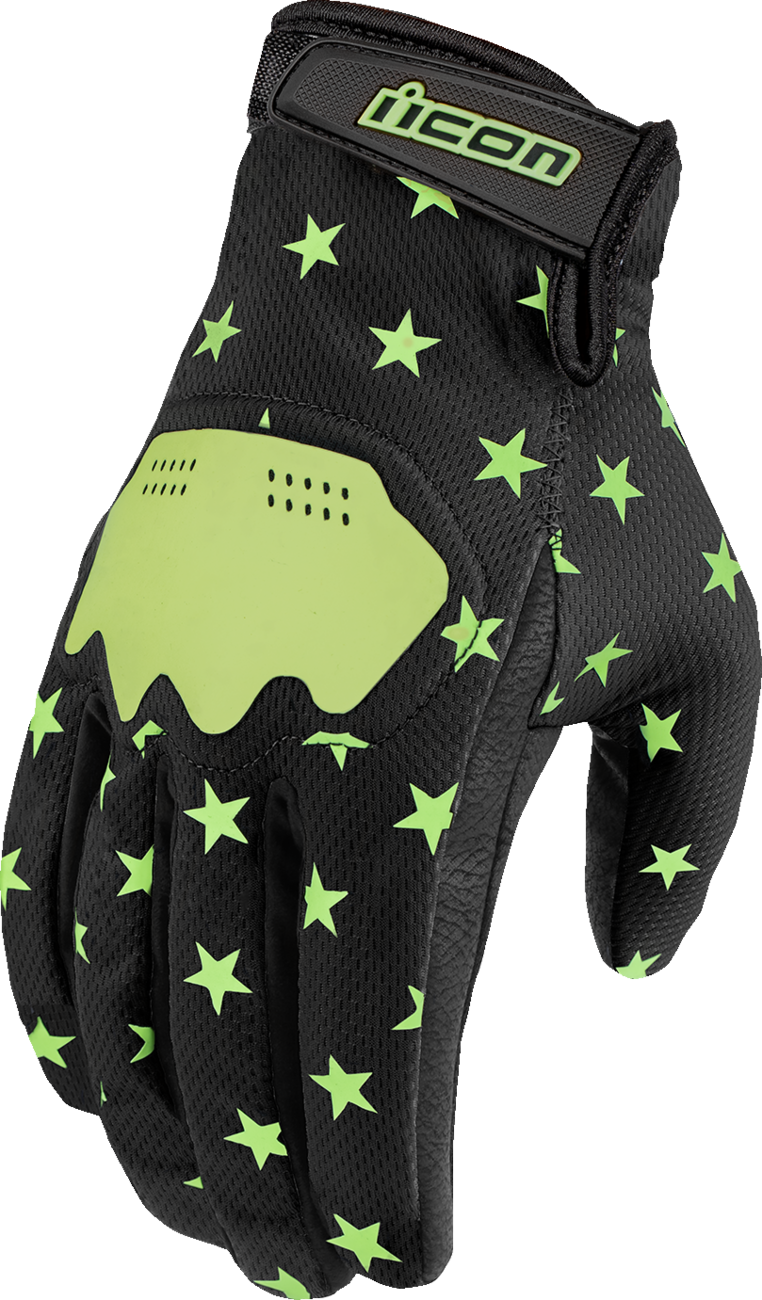 Bill's Exhausts ICON Hooligan™ Old Glory Glow Gloves in 2XL with patriotic star design and vibrant glow-in-the-dark accents.