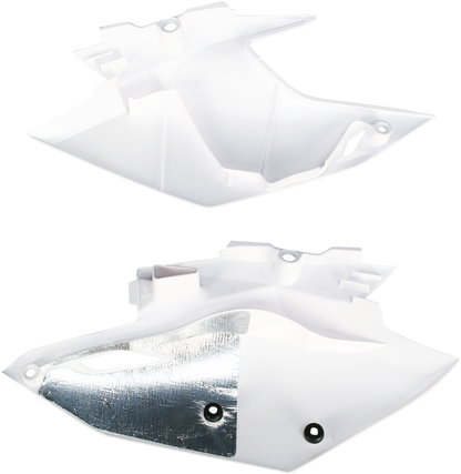 White Acerbis side panels for motorcycle body, with product code 2314120002, designed for durable motorcycle body protection.