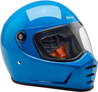 Biltwell Lane Splitter helmet in gloss Tahoe Blue, XL size, with a smooth, shiny finish and classic motorcycle helmet design.
