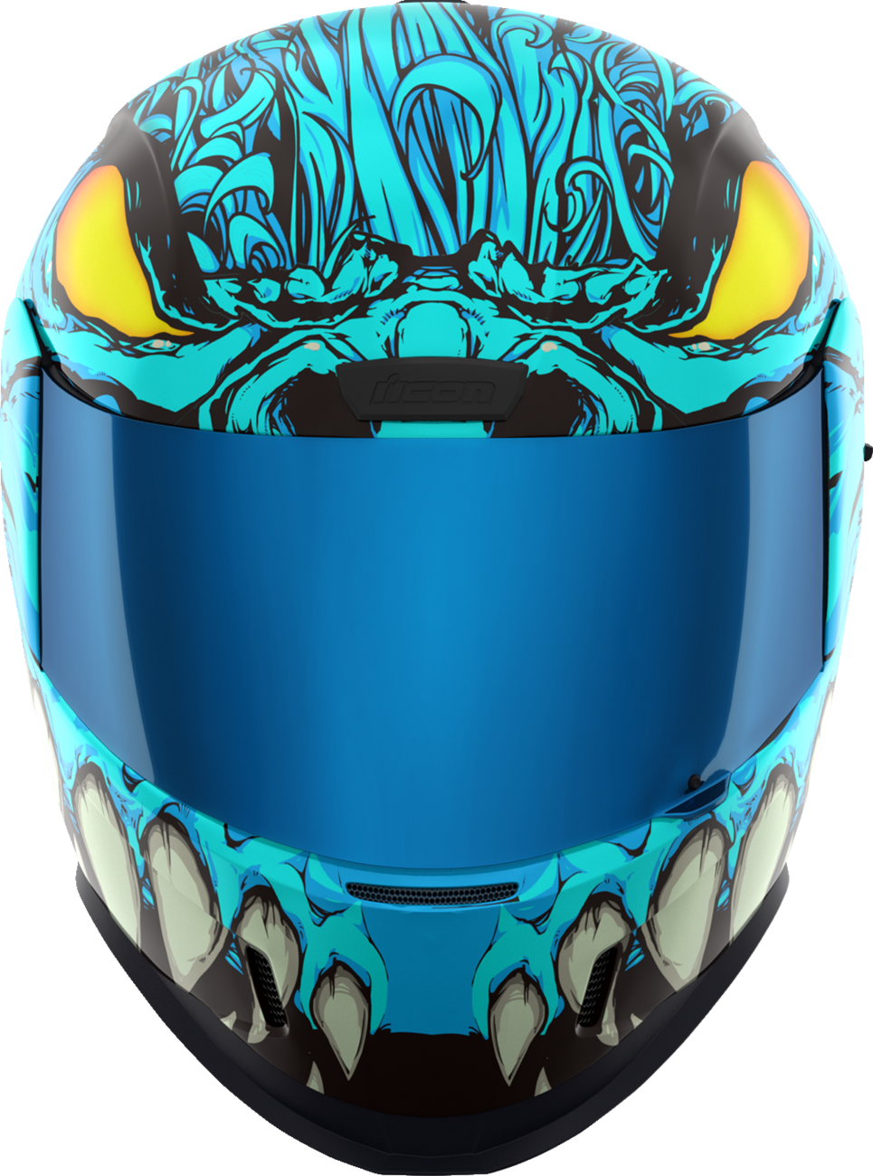 Light blue ICON Airform™ Helmet by Bill's Exhausts, MIPS® protection, size 2XL, featuring sleek design and adjustable straps.