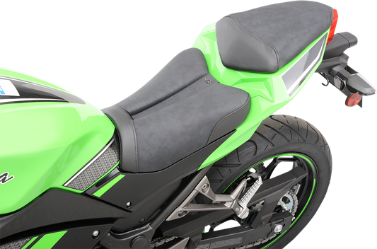 Black SADDLEMEN Gel Channel Sport Seat for motorcycles, designed for comfort and support, with a sleek, sporty appearance.