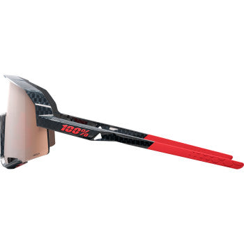 Bill's Exhausts 100% Slendale sunglasses with gloss carbon fiber frames and HiPER Crimson Silver lenses.