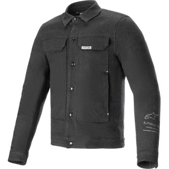 Bill's Exhausts Alpinstars Garage Jacket in smoke gray, large size, showing front view with zip closure and collar detail.
