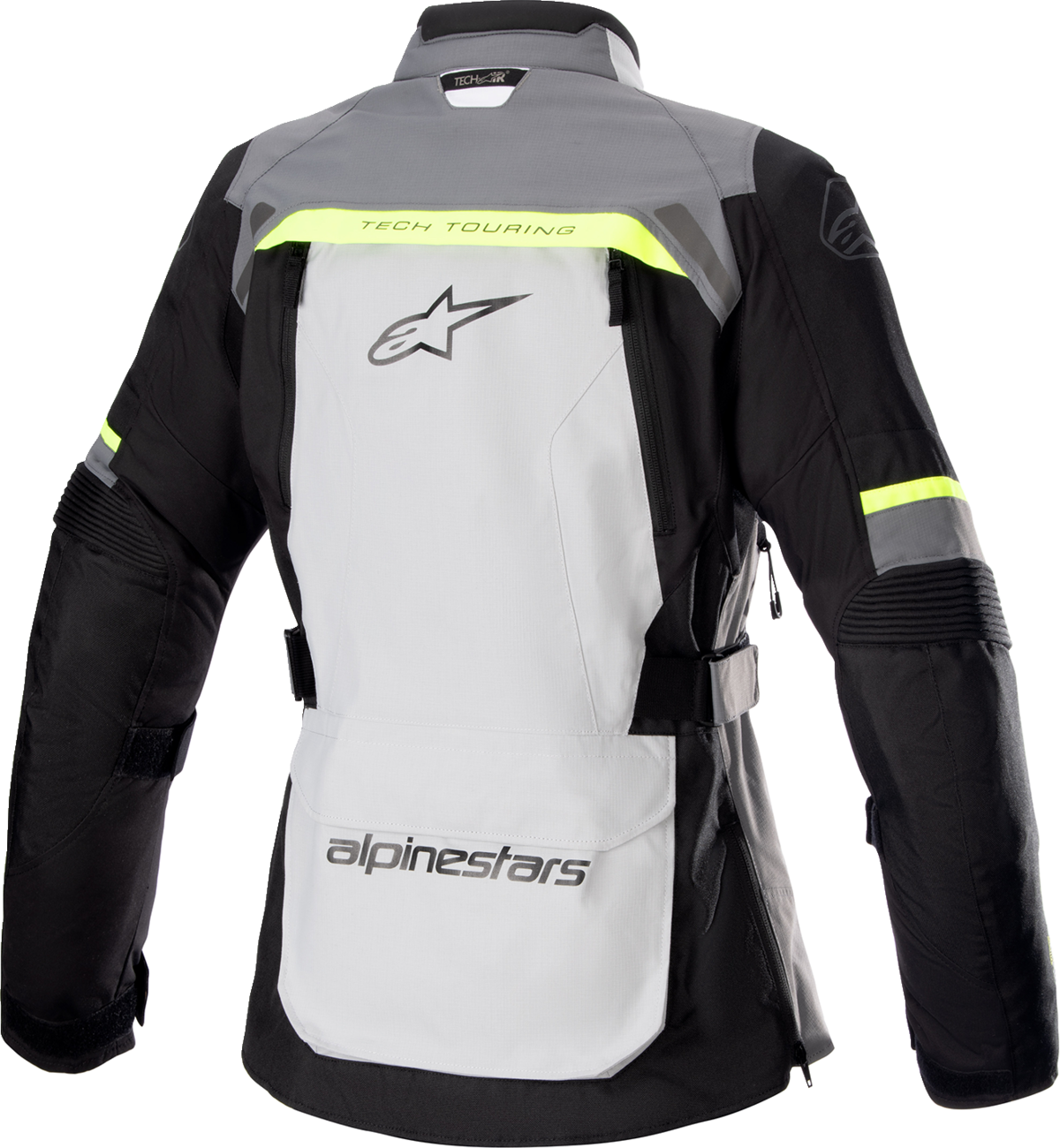 Alpinestars Stella Bogota Drystar jacket in gray and white, 2XL, featuring protective armor and waterproof fabric for motorcycle riding.