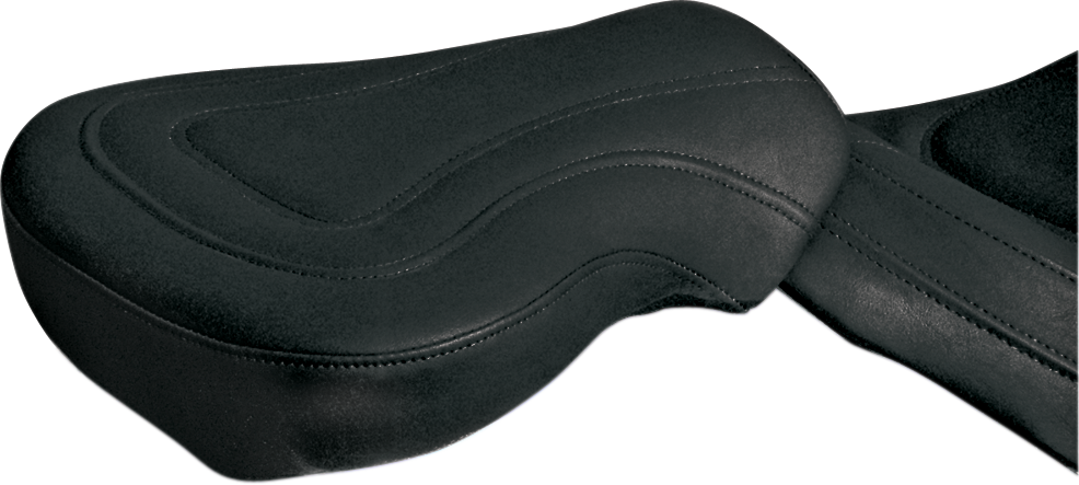 Bill's Exhausts SADDLEMEN Touring Pillion seat for VTX1800 motorcycle, black seat with textured finish and mounting hardware visible