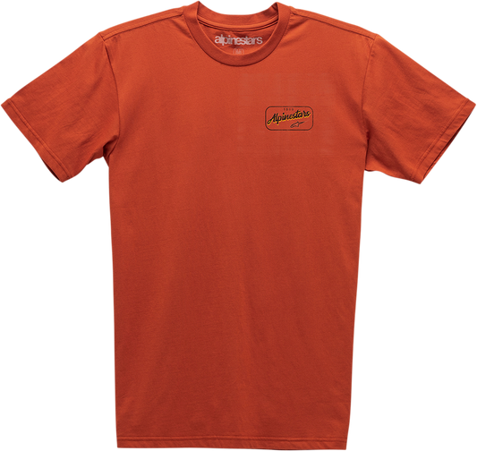 Alpinestars Turnpike Premium T-Shirt in coral, medium size, featuring the Alpinestars logo and stylish design on soft fabric.