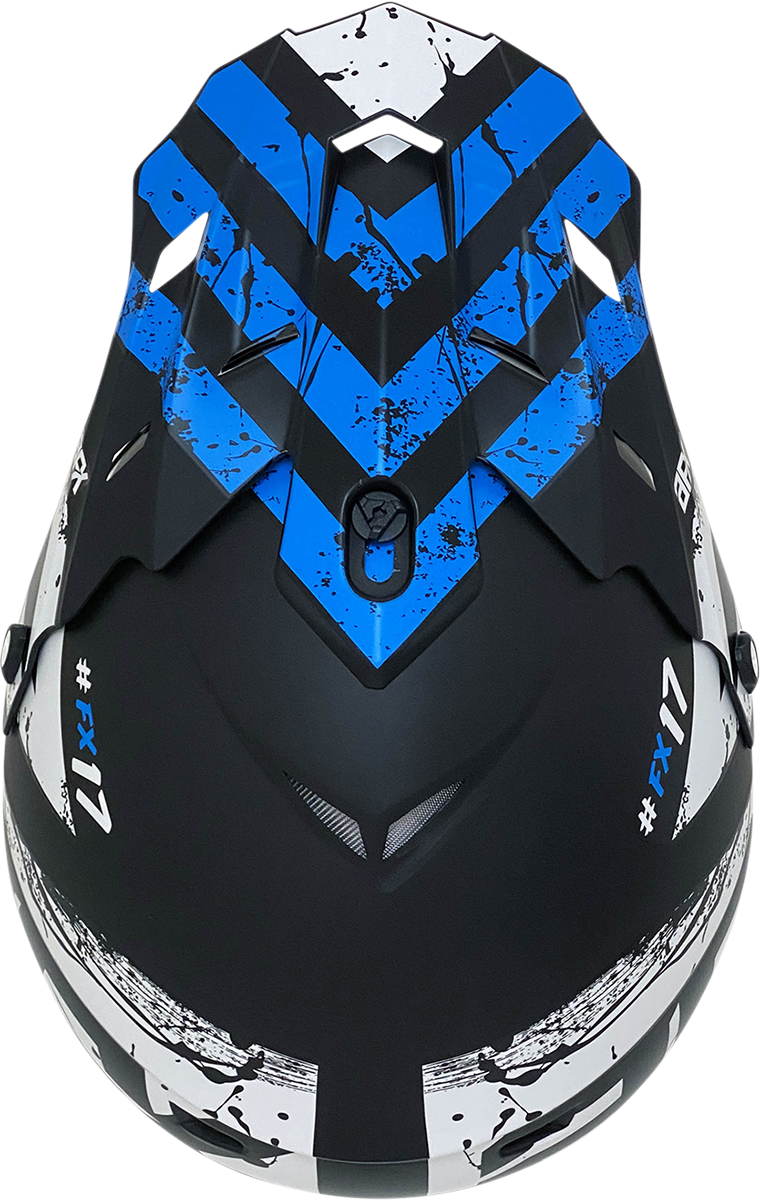 Bill's Exhausts AFX FX-17Y Attack matte black and blue helmet, small size, with sleek aerodynamic design.