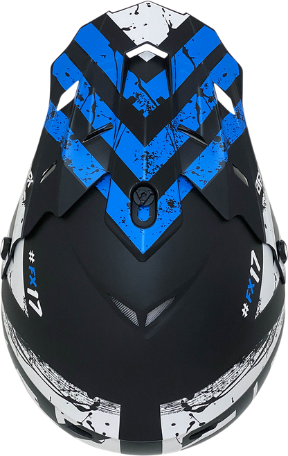 Bill's Exhausts AFX FX-17Y Attack matte black and blue helmet, small size, with sleek aerodynamic design.