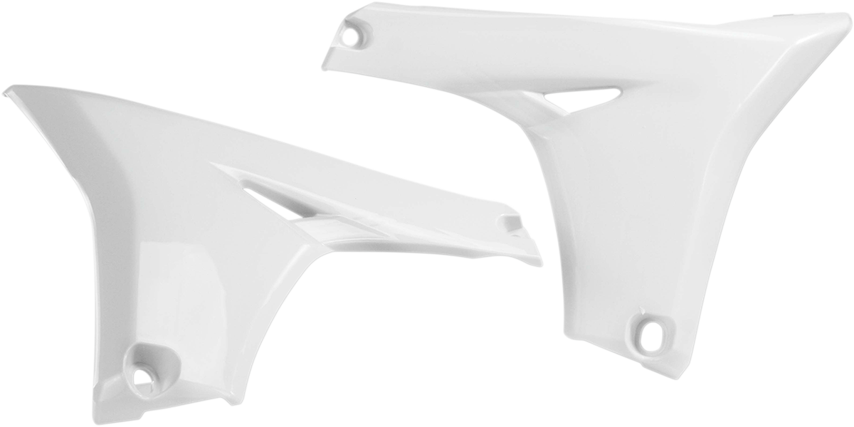White Acerbis radiator shroud lower body panel for motorcycle, designed for fit and protection.