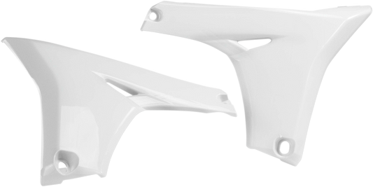White Acerbis radiator shroud lower body panel for motorcycle, designed for fit and protection.