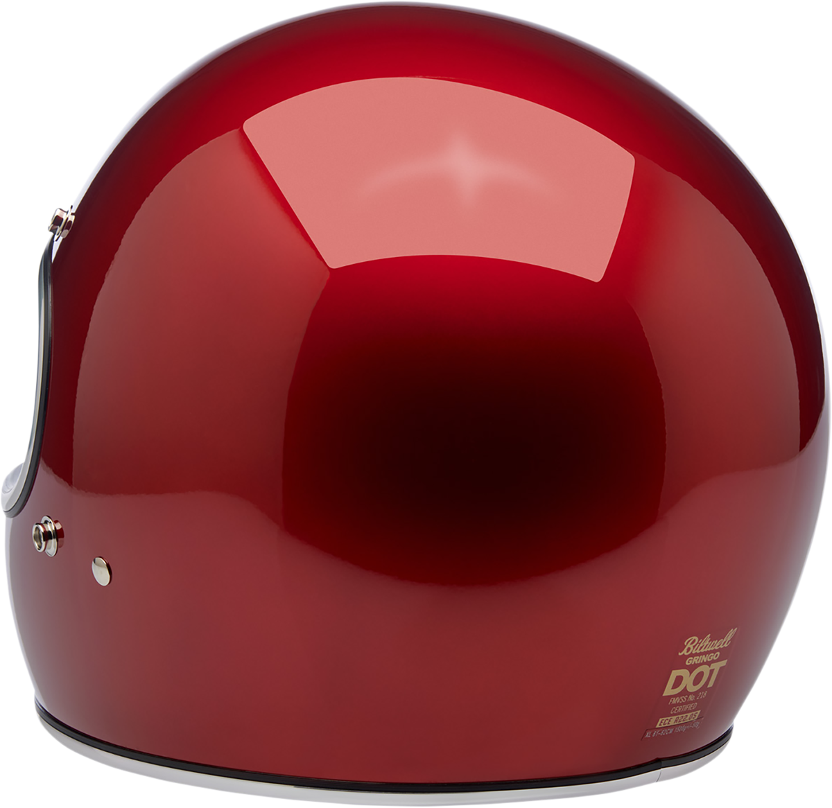 BILTWELL Gringo helmet in metallic cherry red, large size, featuring sleek motorcycle helmet design with shiny finish.