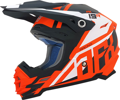 Bill's Exhausts AFX FX-19R racing helmet in matte orange, large size, with aerodynamic design and secure chin strap.