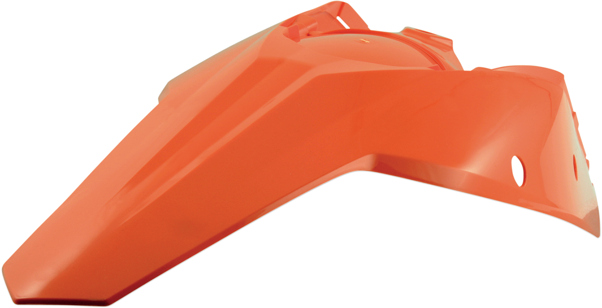 Orange Acerbis rear fender for motorcycles, body part without tail light tabs, designed for durability and style.