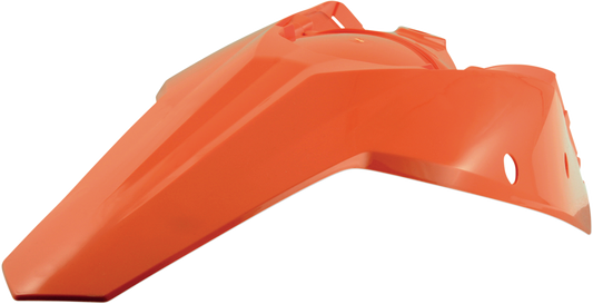 Orange Acerbis rear fender for motorcycles, body part without tail light tabs, designed for durability and style.