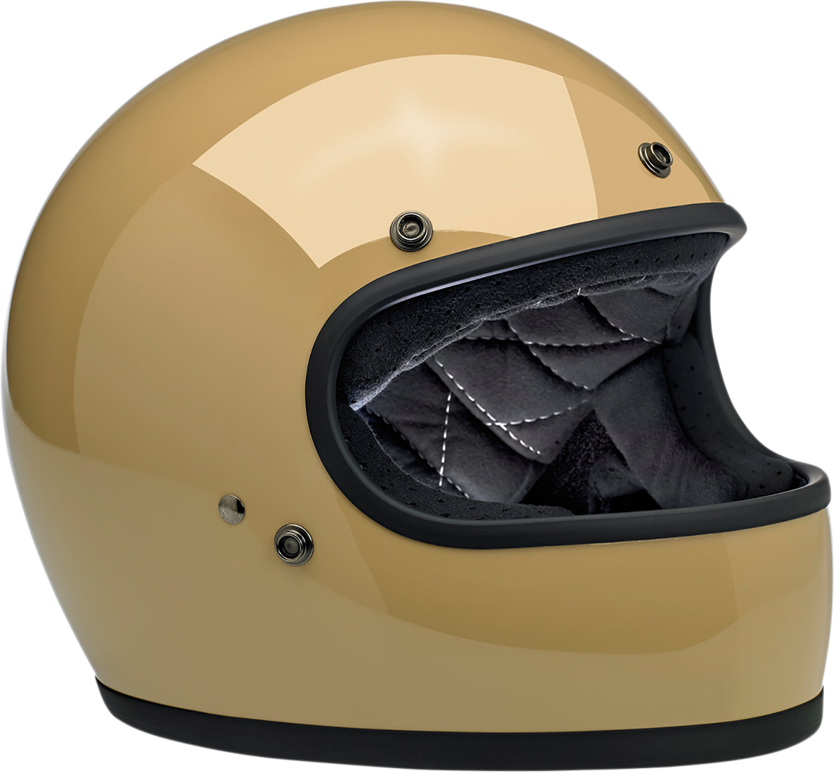 BILT WELL Gringo helmet in gloss coyote tan with XS size, featuring a smooth helmet shell and ventilation vents.