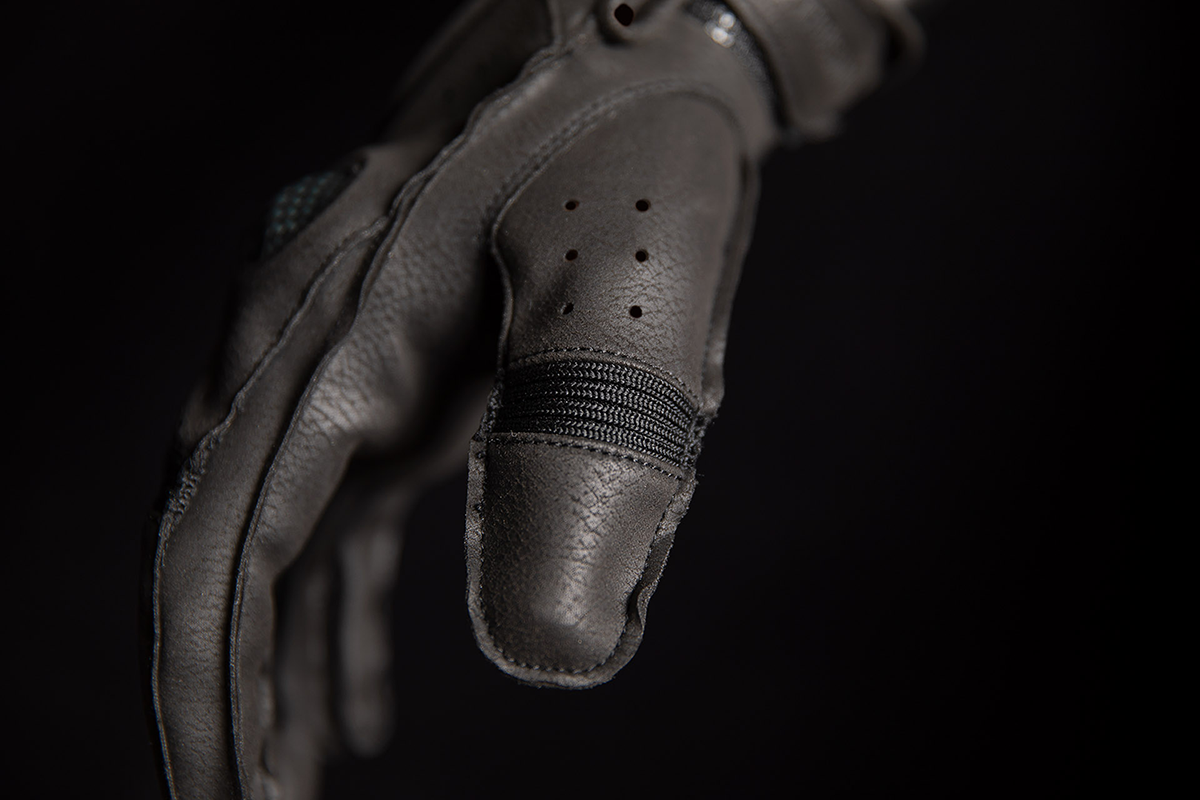 Black ICON Outdrive™ gloves by Bill's Exhausts, small size, with protective padding and textured grip for motorcycle riding.