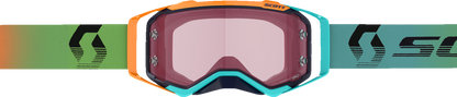 Bill's Exhausts Scott Prospect Amplifier Goggle in blue and orange with rose tinted lenses, designed for motocross and off-road riding.
