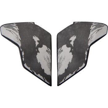 ICON Airflite™ side plates in Tiger's Blood gray for helmets, featuring detailed design and branding from Bill's Exhausts.