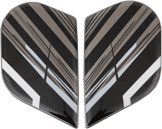 Black ICON Alliance™ Overlord side plates for helmets, featuring detailed design and branding, compatible with Bill's Exhausts helmets.