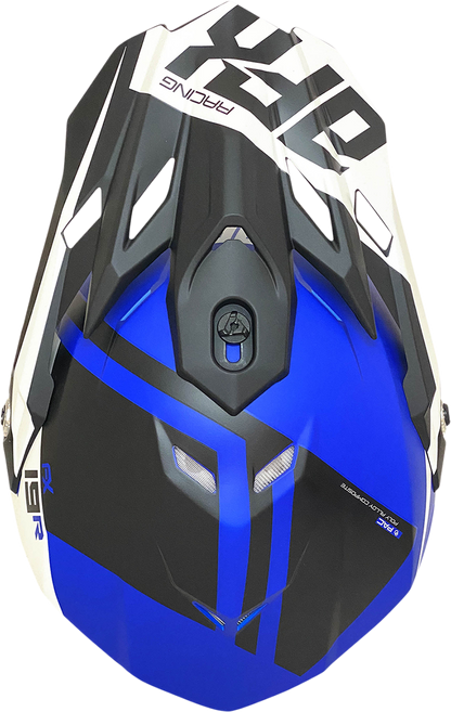 Bill's Exhausts AFX FX-19R racing helmet in matte blue, small size, shown from the front with sleek, aerodynamic design.