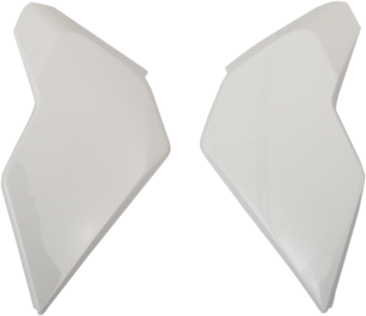 Gloss white ICON Airflite™ side plates for helmets, compatible with ICON motorcycle helmets, featuring sleek design and precise fit.