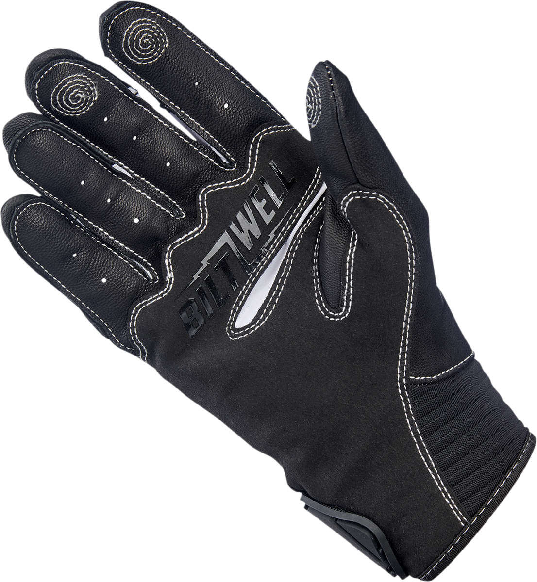 Gray BILTWELL Bridgeport Gloves in XL size, shown with textured leather and reinforced palms, designed for motorcycle riding comfort.