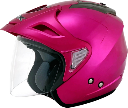 Bill's Exhausts AFX FX-50 helmet in fuchsia, small size, featuring a sleek motorcycle helmet design with ventilation and strap details.