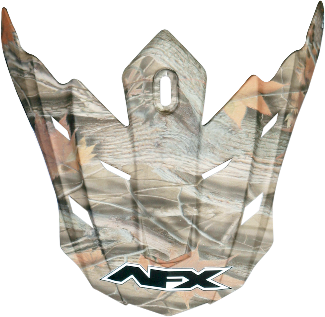 Bill's Exhausts AFX FX-17/FX-17Y Peak helmet in Wood Camo design, featuring a sleek motorcycle helmet with camouflage pattern.