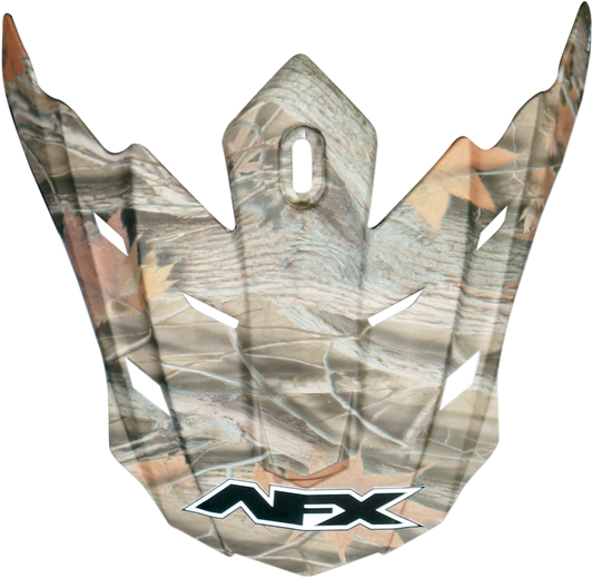 Bill's Exhausts AFX FX-17/FX-17Y Peak helmet in Wood Camo design, featuring a sleek motorcycle helmet with camouflage pattern.