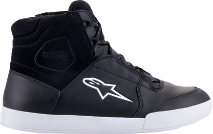 Alpinestars Chrome waterproof shoes in black and white, US size 9, featuring sleek design and sturdy construction.