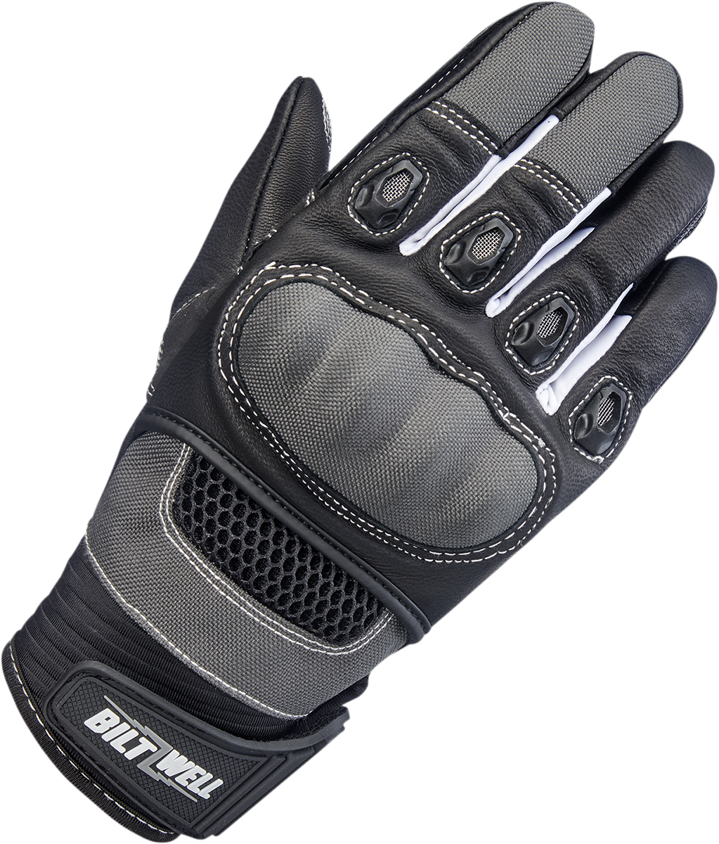 Gray BILTWELL Bridgeport Gloves in XL size with durable leather construction, designed for motorcycle riding and outdoor protection.