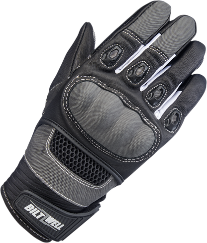 Gray BILTWELL Bridgeport Gloves in XL size with durable leather construction, designed for motorcycle riding and outdoor protection.