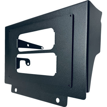 Navatlas NPPROTIC intercom and dual-band radio mounting bracket for powersports vehicles, shown mounted on a vehicle dashboard.