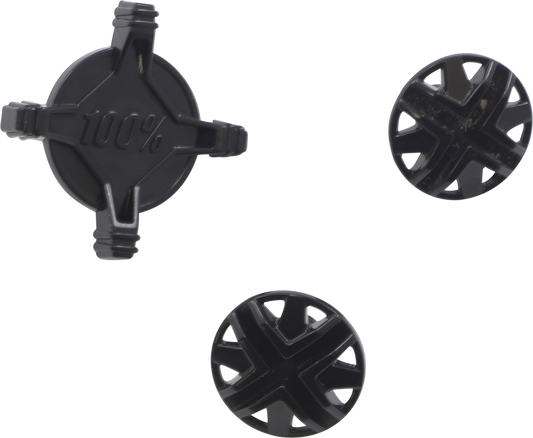 Black 100% Status Visor Screw for helmet parts by Bill's Exhausts, shown in a close-up image with a sleek black finish.