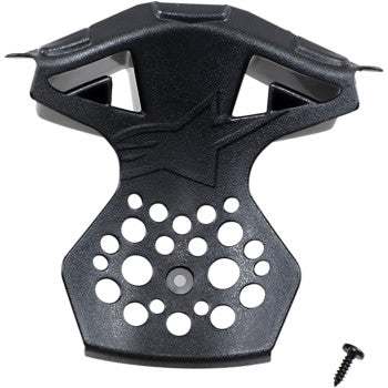 Gloss black ALPINESTARS Supertech M8/M10 chin vent frame for helmets, size XS/S, shown on a motorcycle helmet.