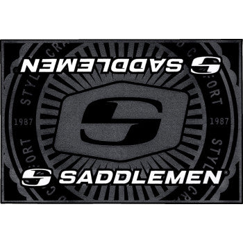 Bill's Exhausts SADDLEMEN Floor Mat, 36x24 inch, black rubber mat with textured surface for vehicle protection and durability.