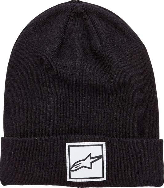 Black Alpinstars Women's Delight Beanie, protective gear, soft knit fabric, snug fit, designed for warmth and comfort.