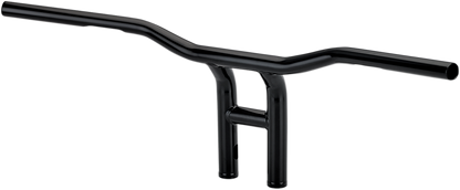 Black BILTWELL Tyson XL pullback handlebar for motorcycles, 10-inch wide, with sleek design and sturdy construction.