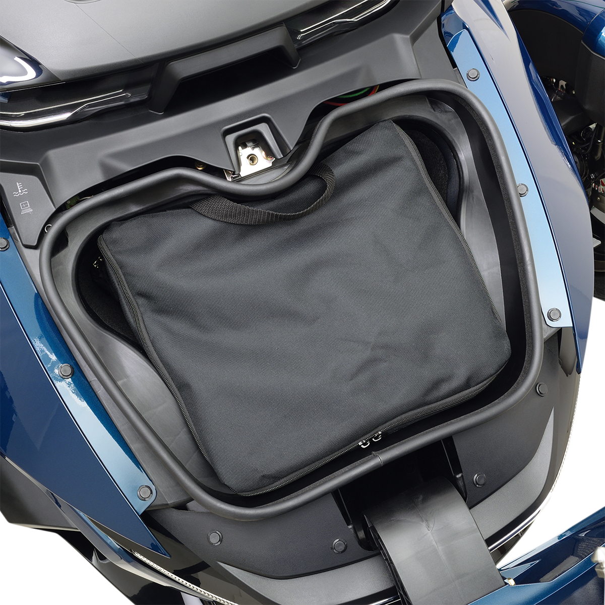 Bill's Exhausts Can-Am front trunk liner for engine compartment, showing textured chrome finish and fitted design.