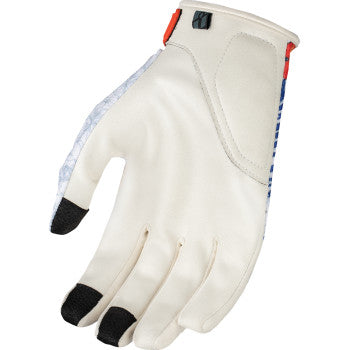 White ICON Hooligan Kaonohi™ gloves in large size, featuring protective design and durable material, by Bill's Exhausts.