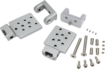 Bill's Exhausts SHOW CHROME Passenger Floorboard Risers for GL1800 motorcycle engine, chrome finish, visible mounting hardware.