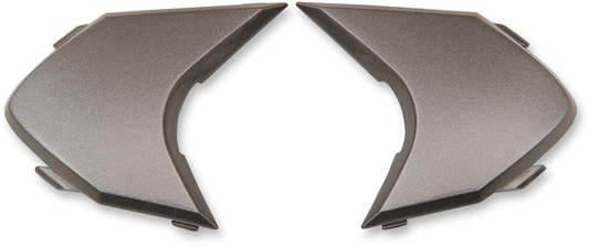 Black ICON Variant™ Side Plate for Double Stack helmets, part from Bill's Exhausts, shown with detailed surface and mounting features.